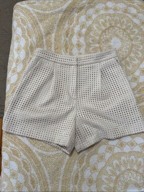 Sara Cream Perforated High-Waist Women’s Shorts